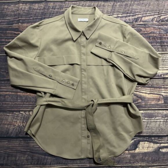 Good American Women's Safari Utility Belted Tunic Khaki Size 4 EUC - Picture 2 of 8